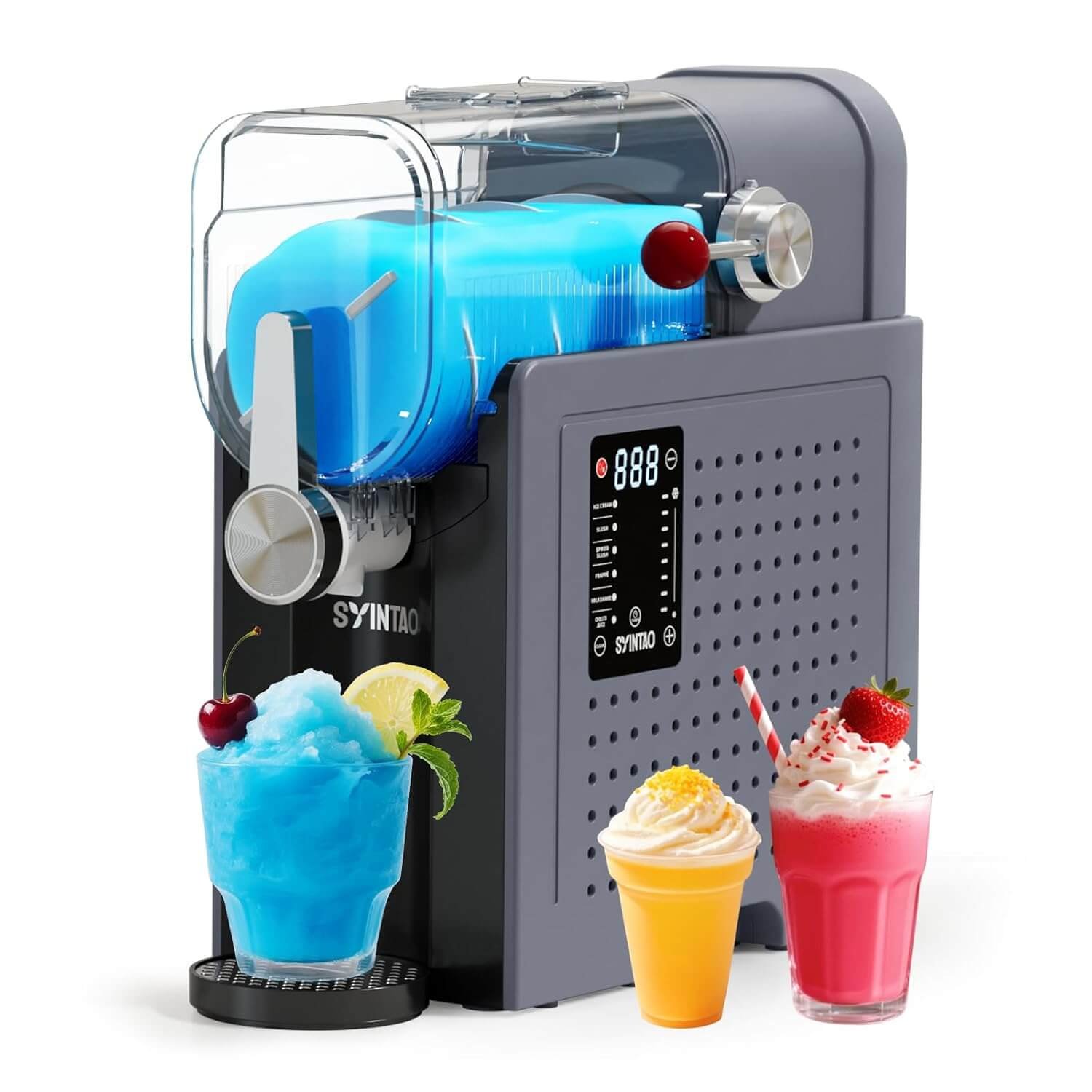 Slushie Machine – No Ice Needed, 88oz Frozen Drink & Soft Serve Ice Cream Machine. Slushy Machine For Home with LED Display, One-Touch Reservation & 6 Pre-set Programs for Frozen Margaritas, Frappés