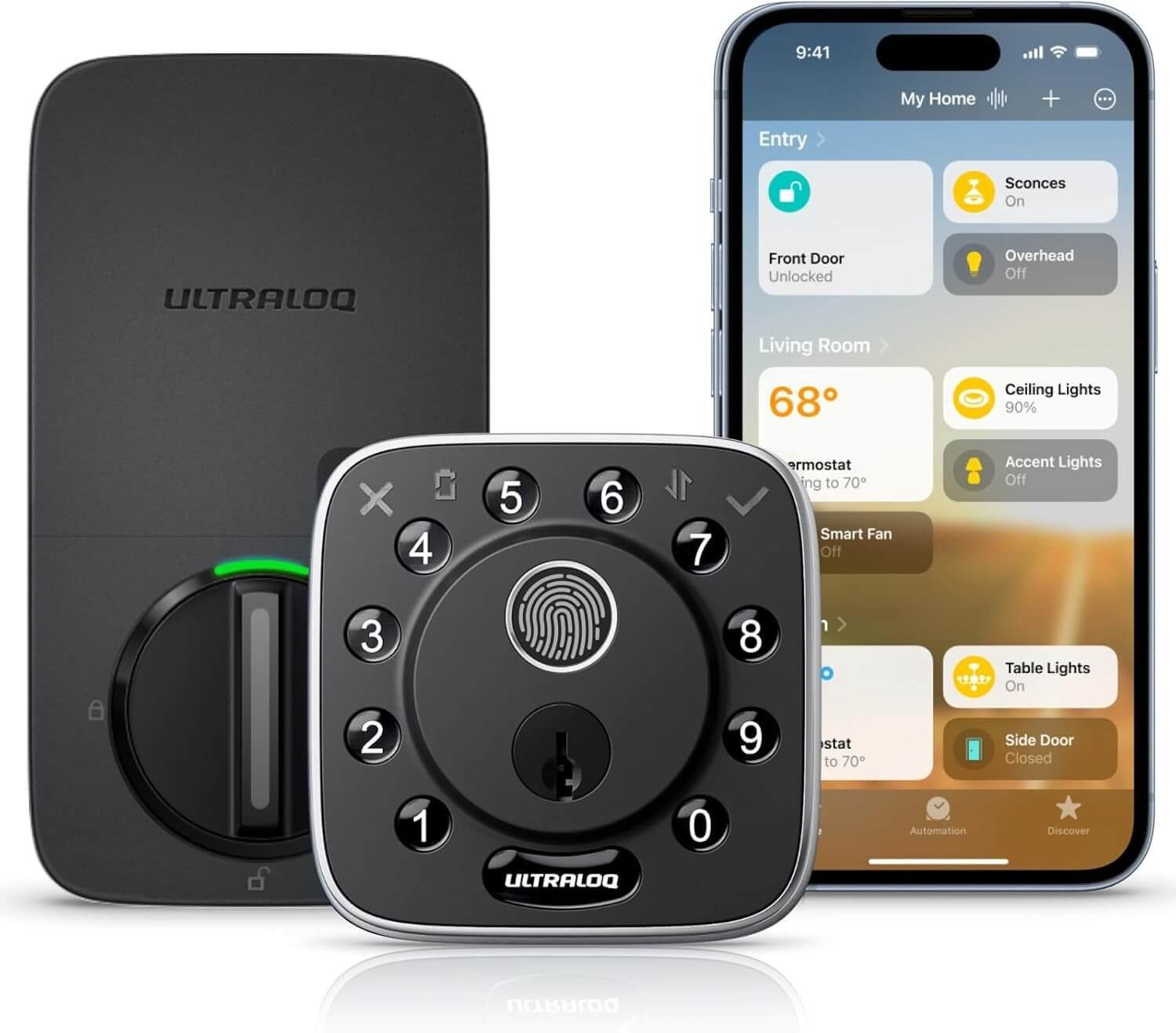 ULTRALOQ Bolt Fingerprint Smart Lock, Works with Apple HomeKit, Built-in WiFi Keyless Entry Door Lock, Voice Control with Siri, Alexa, Google, Smart WiFi Deadbolt, App Control, BHMA AAA Certified